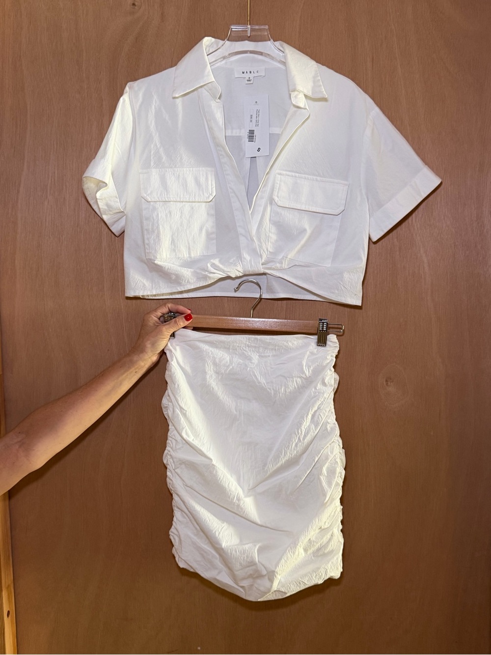 MARBLE Cream Ruched Mini Skirt Set